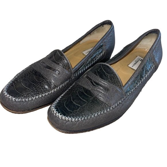 Moreschi Mens Loafer Size 9 Gray Ostrich Leather Slip On Casual main image 4